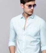 men's long sleeves solid blue shirt