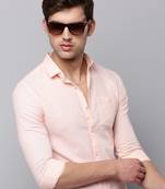 men's long sleeves solid peach shirt