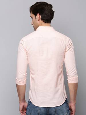 men's long sleeves solid peach shirt 4