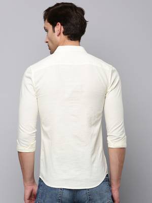 men's long sleeves solid cream shirt 4