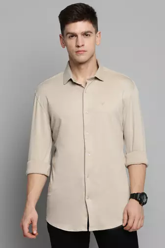 men's long sleeves solid tan shirt