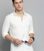 men's long sleeves solid white shirt