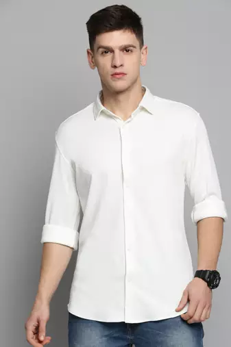 men's long sleeves solid white shirt