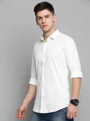 men's long sleeves solid white shirt 3