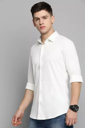men's long sleeves solid white shirt
