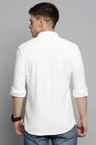men's long sleeves solid white shirt