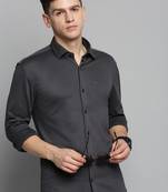 men's long sleeves solid grey shirt