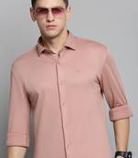 men's long sleeves solid peach shirt