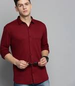 men's long sleeves solid maroon shirt
