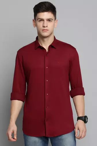 men's long sleeves solid maroon shirt