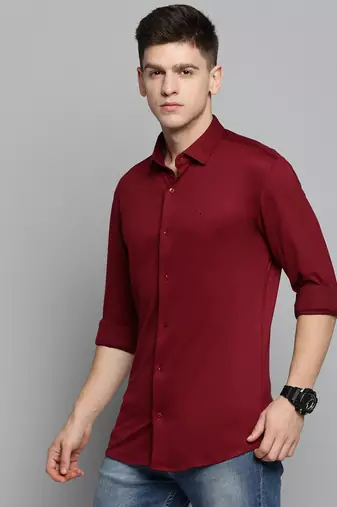 men's long sleeves solid maroon shirt