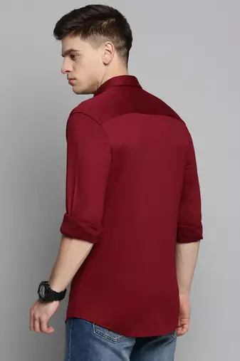 men's long sleeves solid maroon shirt