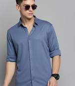 Showoff men's long sleeves solid blue shirt