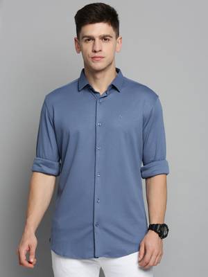 Showoff men's long sleeves solid blue shirt 2