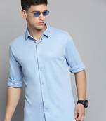 men's long sleeves solid blue shirt