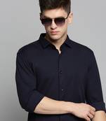 men's long sleeves solid navy blue shirt
