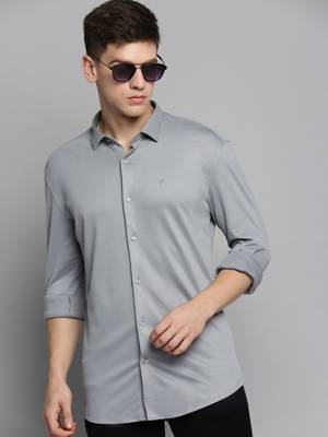 men's long sleeves solid grey shirt 1