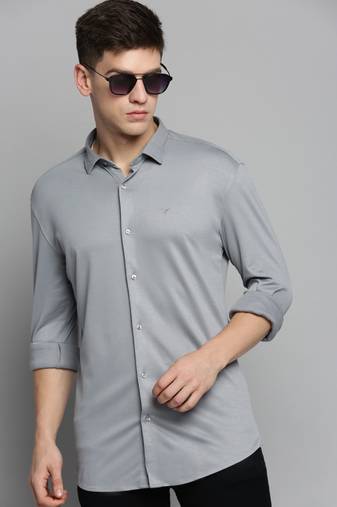 men's long sleeves solid grey shirt