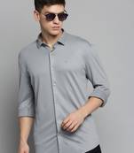 men's long sleeves solid grey shirt