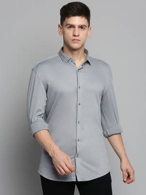 men's long sleeves solid grey shirt 2