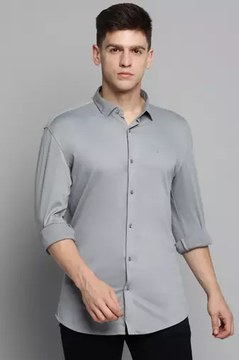men's long sleeves solid grey shirt