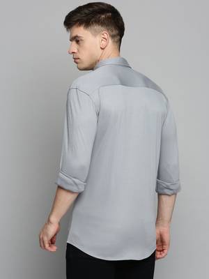 men's long sleeves solid grey shirt 4