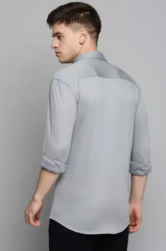 men's long sleeves solid grey shirt