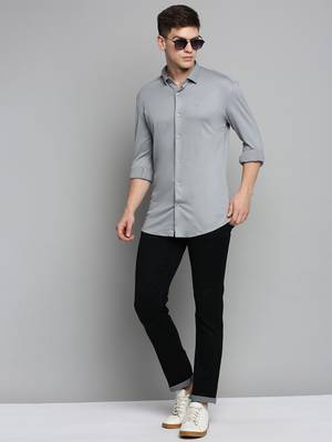 men's long sleeves solid grey shirt 5