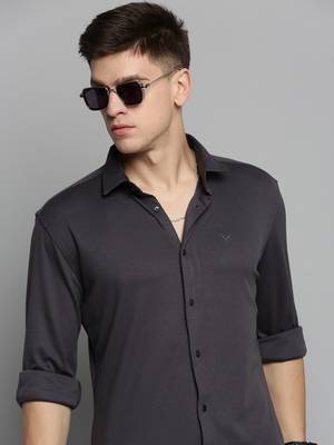men's long sleeves solid grey shirt 1