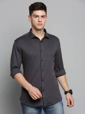 men's long sleeves solid grey shirt 2