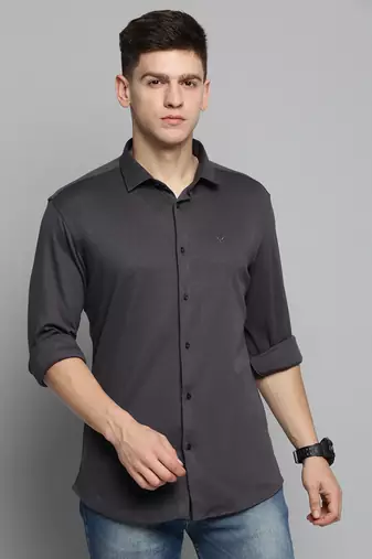 men's long sleeves solid grey shirt