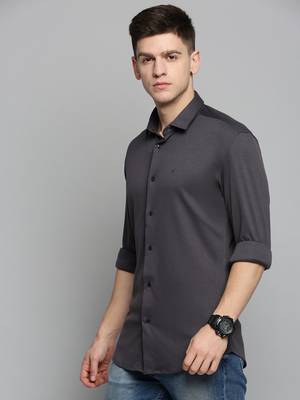 men's long sleeves solid grey shirt 3
