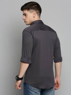 men's long sleeves solid grey shirt 4