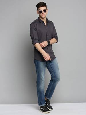 men's long sleeves solid grey shirt 5