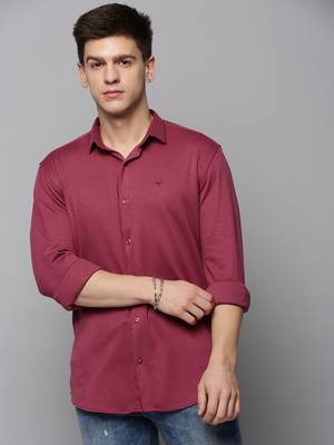 men's long sleeves solid pink shirt 2