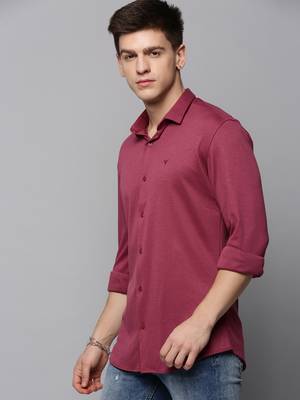 men's long sleeves solid pink shirt 3