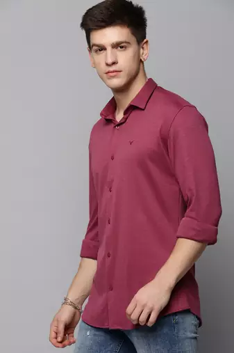 men's long sleeves solid pink shirt