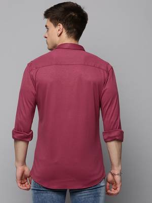 men's long sleeves solid pink shirt 4