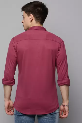 men's long sleeves solid pink shirt