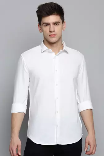 Showoff men's long sleeves solid white shirt