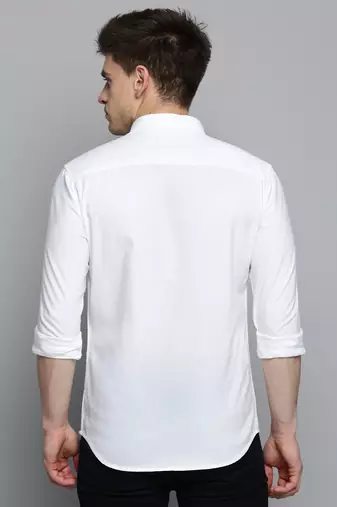 Showoff men's long sleeves solid white shirt
