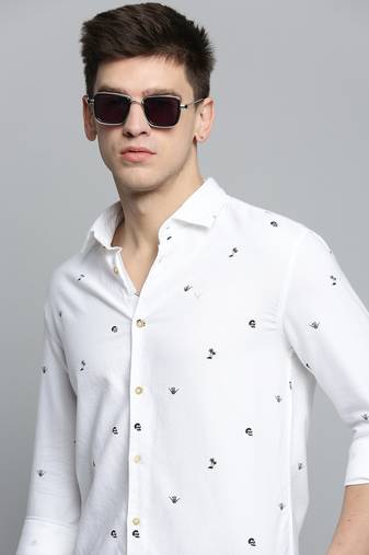men's long sleeves conversational white shirt