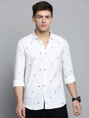 men's long sleeves conversational white shirt 2
