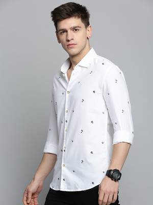 men's long sleeves conversational white shirt 3