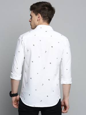 men's long sleeves conversational white shirt 4