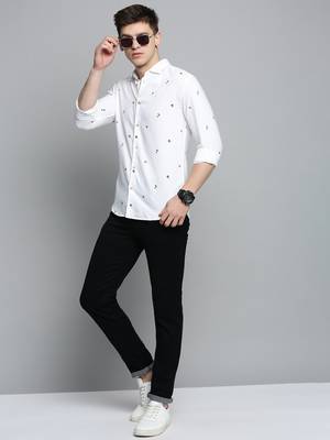 men's long sleeves conversational white shirt 5