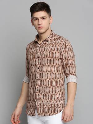 men's long sleeves abstract brown shirt 3