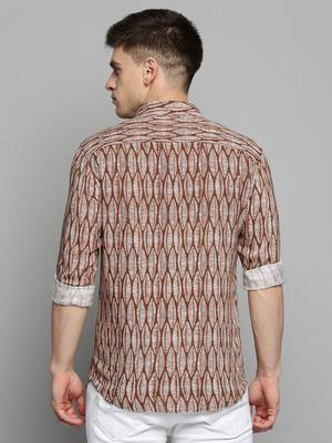 men's long sleeves abstract brown shirt 4
