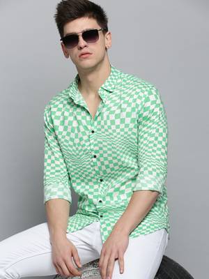 men's long sleeves abstract white shirt 1