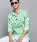 men's long sleeves abstract white shirt